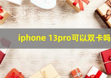 iphone 13pro可以双卡吗